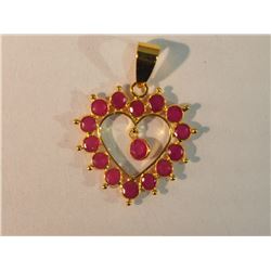 #6-18K YELLOW GOLD RUBY HEART PENDANT