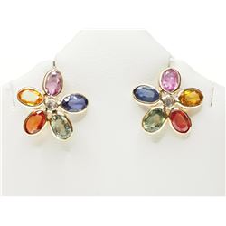 #37-14KT GOLD MULTI COLORED SAPPHIRE EARRINGS
