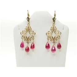 #31-14KT GOLD RUBY BEAD EARRINGS