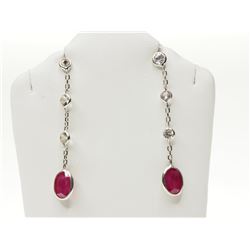 #23-14KT WHITE GOLD RUBY AND WHITE SAPPHIRE EARRINGS