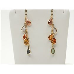 #49-14KT GOLD MULTI COLORED SAPPHIRE EARRINGS