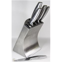 STAINLESS STEEL KNIFE BLOCK WITH FOUR KNIVES