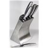 Image 1 : STAINLESS STEEL KNIFE BLOCK WITH FOUR KNIVES