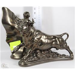 1975 TWO RAGING BULL ORNAMENTS MEXICO STAMPED
