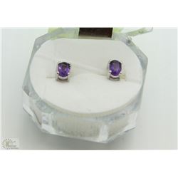 3)NATURAL AMETHYST .925 SILVER EARRINGS