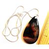 Image 1 : LONG OVAL ONYX AGATE TEARDROP PENDANT & CHAIN