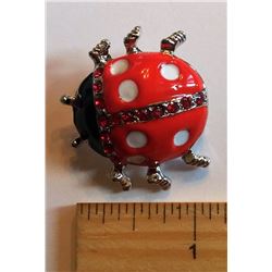 ENAMEL & CRYSTAL LADYBUG BROOCH