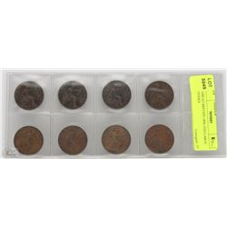 8 GREAT BRITAIN 1896-1920 LARGE PENNIES