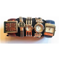 LOT OF 5 LADIES CUFF STYLE FASHION WATCHES