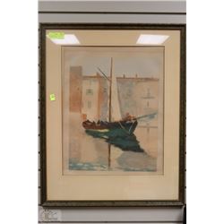 PAINTED PICTURE  OF A SAILBOAT BY HAROLD ST. JEAN
