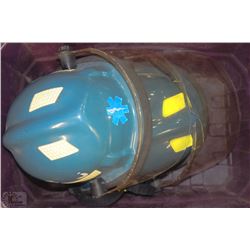 2 FIRE FIGHTING HATS ONE WITH LEATHER NECK SHIELD