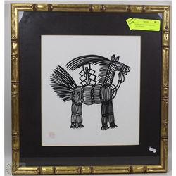HANDMADE FRAMED ORIGAMI HORSE DISPLAY