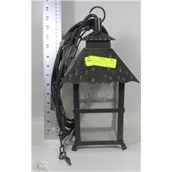 BLACK WROUGHT IRON OUTDOOR HANGING LANTERN
