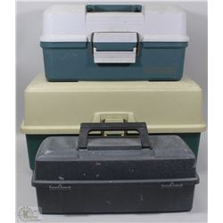 LOT OF 3 PLANO FISHING TACKLE BOXES -VARIOUS SIZES