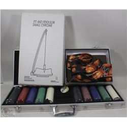 LOT WITH 2 MENS BASKETBALL TIES, BROWN LEATHER