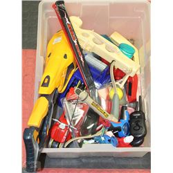 FLAT OF KIDS TOYS; SPIDERMAN MOTORBIKE, NERF GUN,