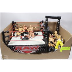 WWE COLLECTION INCLUDING ONE RING, NINE WRESTLERS,