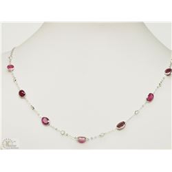 #2-10K WHITE GOLD RUBY & WHITE QUARTZ NECKLACE