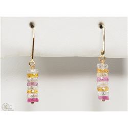 #7-10K YELLOW GOLD FANCY COLOUR SAPPHIRE EARRINGS