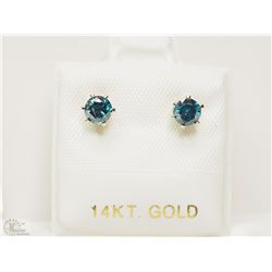 #10-14K YELLOW GOLD BLUE DIAMOND EARRINGS