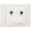 Image 1 : #10-14K YELLOW GOLD BLUE DIAMOND EARRINGS