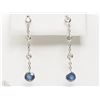 Image 1 : #13-14K WHITE GOLD WHITE & BLUE SAPPHIRE EARRINGS