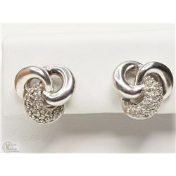 #14-STERLING SILVER DIAMOND EARRINGS