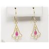 Image 1 : #18-14K YELLOW GOLD RUBY EARRINGS