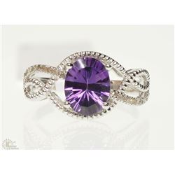 #21-10K WHITE GOLD AMETHYST & DIAMOND RING