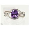 Image 1 : #21-10K WHITE GOLD AMETHYST & DIAMOND RING