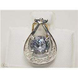 #23-14K WHITE GOLD TANZANITE & DIAMOND PENDANT