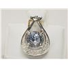 Image 1 : #23-14K WHITE GOLD TANZANITE & DIAMOND PENDANT