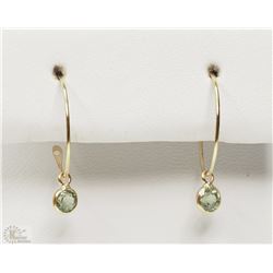 #25-14K YELLOW GOLD GREEN SAPPHIRE HOOP EARRINGS