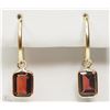 Image 1 : #27-14K YELLOW GOLD GARNET HOOP EARRINGS