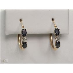 #29-9K YELLOW GOLD SAPPHIRE & DIAMOND HOOP