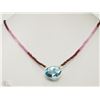 Image 1 : #30-14K YELLOW GOLD BLUE TOPAZ & RUBY NECKLACE