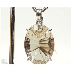 #36-STERLING SILVER LARGE SMOKEY QUARTZ PENDANT