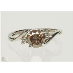 #38-14K WHITE GOLD ORANGISH-BROWN DIAMOND &