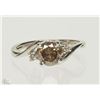 Image 1 : #38-14K WHITE GOLD ORANGISH-BROWN DIAMOND &