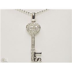 #39-STERLING SILVER DIAMOND KEY DESIGN PENDANT