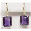 Image 1 : #43-14K YELLOW GOLD AMETHYST HOOP EARRINGS