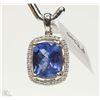 Image 1 : #46-14K WHITE GOLD TANZANITE & DIAMOND PENDANT