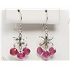 Image 1 : #52-14K WHITE GOLD RUBY FLORAL STYLE EARRINGS