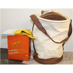 LOT OF 2 CANVAS TOOL BAGS WITH 10 PAIRS OF WELDING