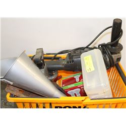 BASKET WITH BLACK AND DECKER GRINDER , SAW