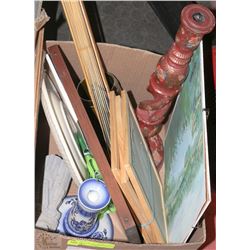BOX OF ASSORTED HOME DECOR & COLLECTIBLES