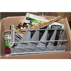BOX FILLED WITH ASSORTED OFFICE ACCESSORIES &