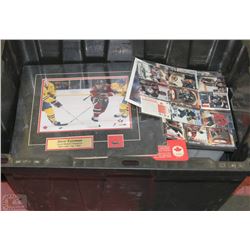 LARGE TOTE OF SPORTS MEMORABILIA  AND COLLECTIBLES