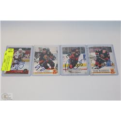 FOUR CALGARY FLAMES SIGNED HOCKEY CARDS INCLUDING