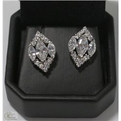 2)STERLING .925 SILVER EARRINGS W/CUBIC STONES